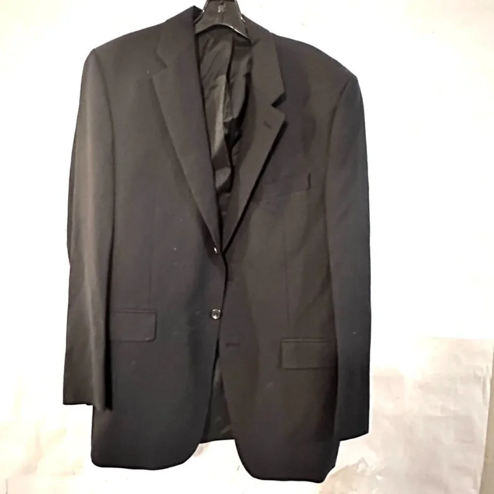 RalpH Lauren Black Blazer Sport Coat Jacket 44R  Wool Sports Size 44